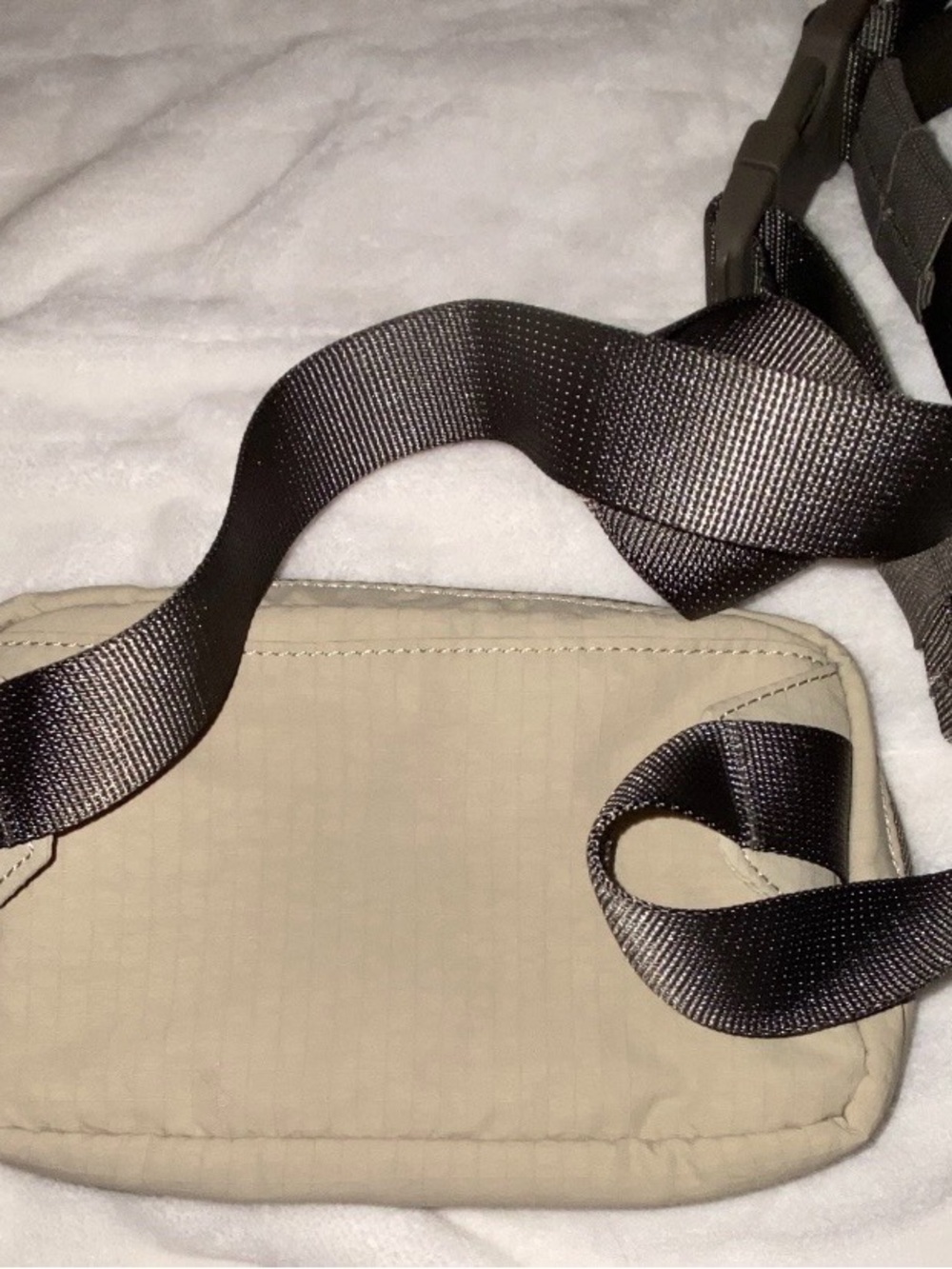 lululemon athletica Beige Mini Belt Bag with Dark Brown Strap